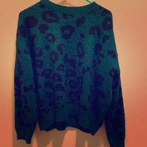 Abound Green and Black Leopard oversized sweater
